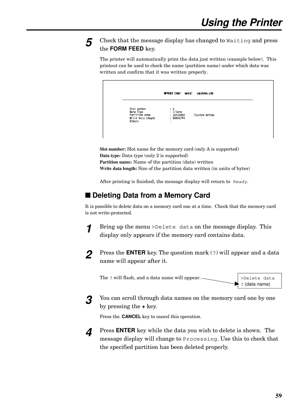 Kyocera FS-5900C manual Deleting Data from a Memory Card 