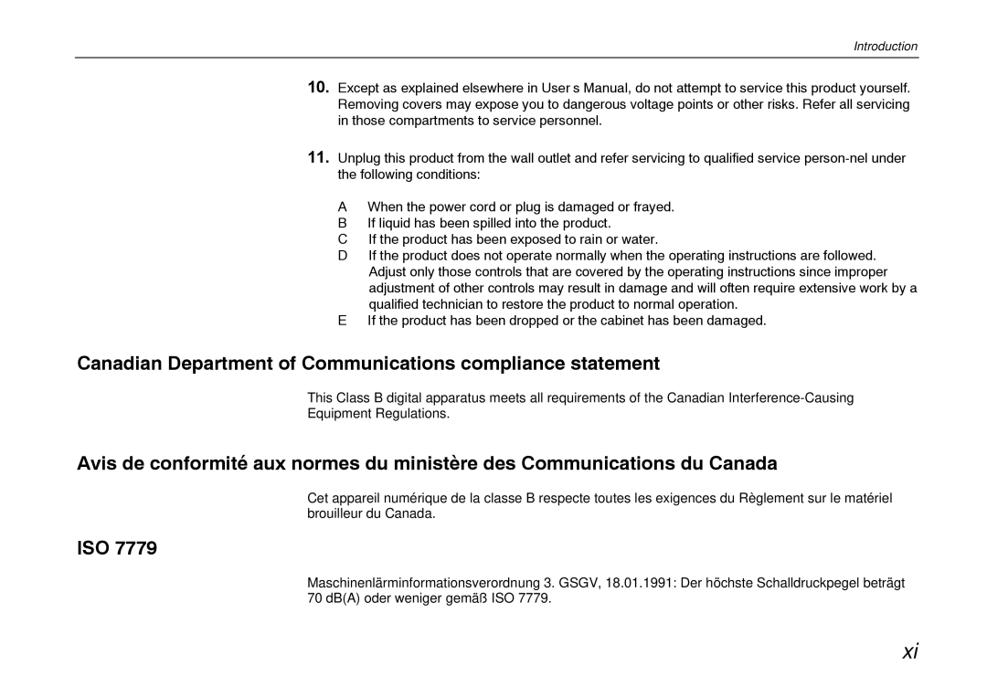 Kyocera FS-600 manual Canadian Department of Communications compliance statement, Iso 