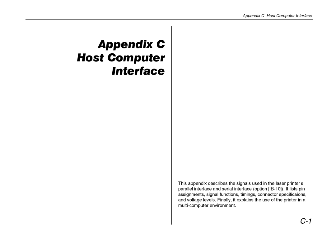 Kyocera FS-600 manual Appendix C Host Computer Interface 