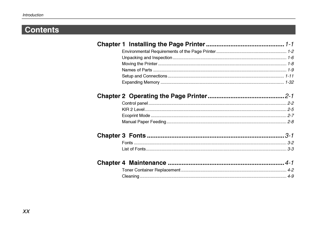 Kyocera FS-600 manual Contents 