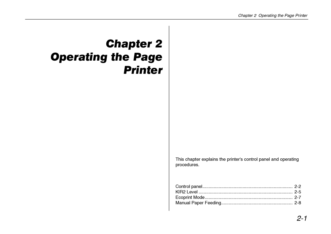 Kyocera FS-600 manual Chapter Operating Printer 