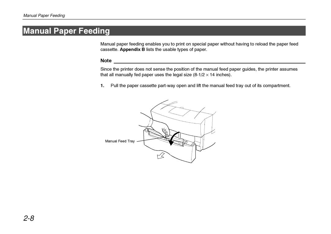 Kyocera FS-600 manual Manual Paper Feeding 