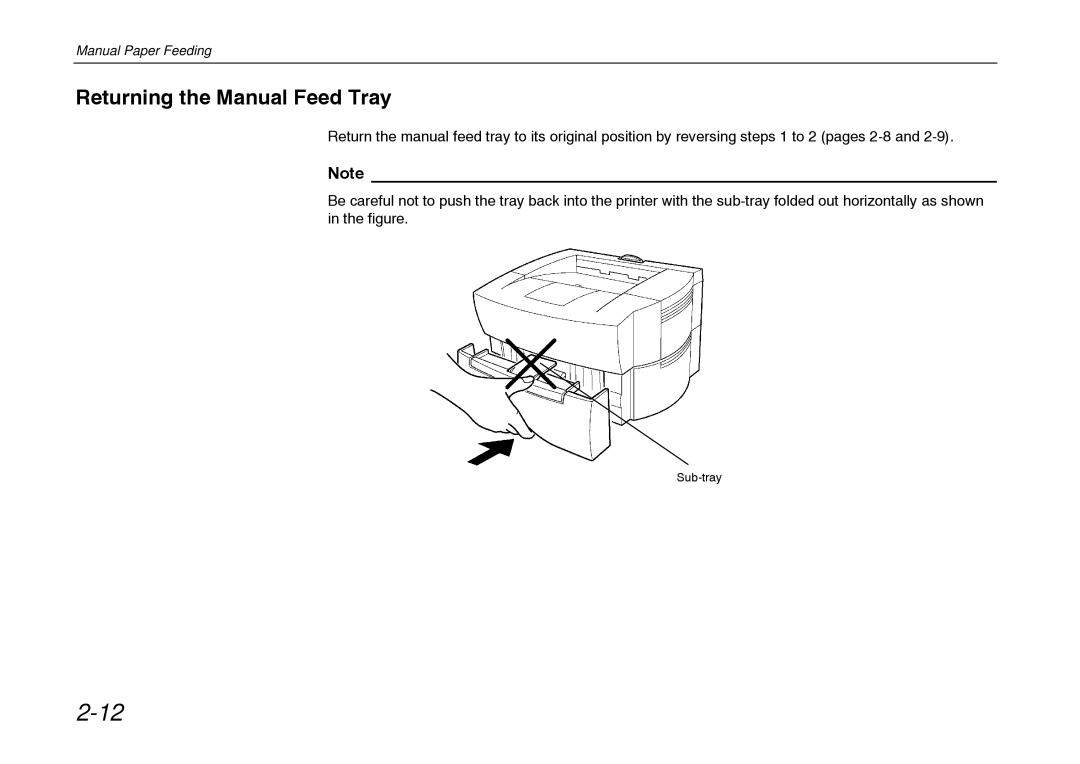 Kyocera FS-600 manual Returning the Manual Feed Tray 