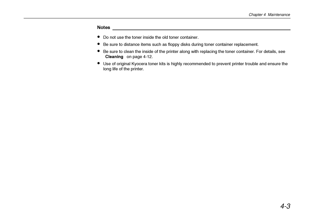 Kyocera FS-600 manual Maintenance 