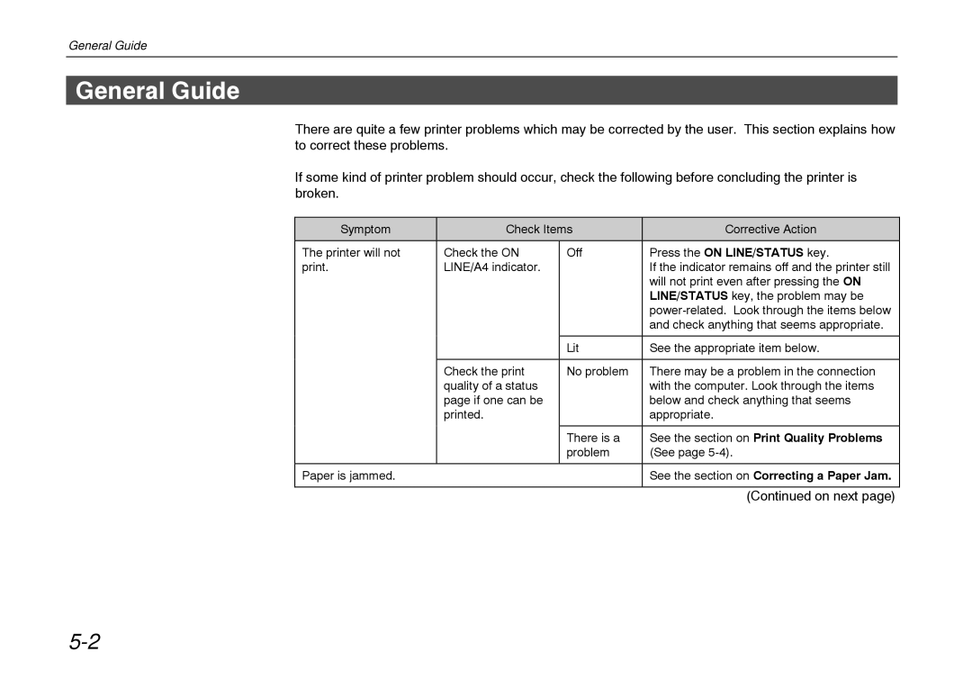 Kyocera FS-600 manual General Guide, Press the on LINE/STATUS key 