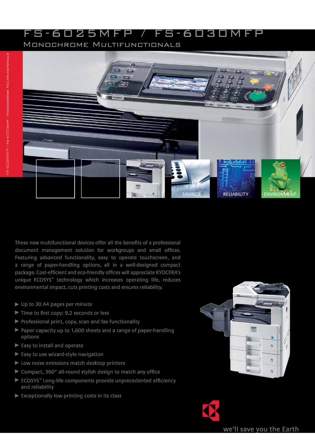 Kyocera manual FS-6025MFP / FS-6030MFP, Monochrome Multifunctionals 