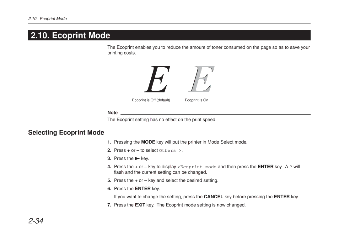 Kyocera FS-6700 manual Selecting Ecoprint Mode 