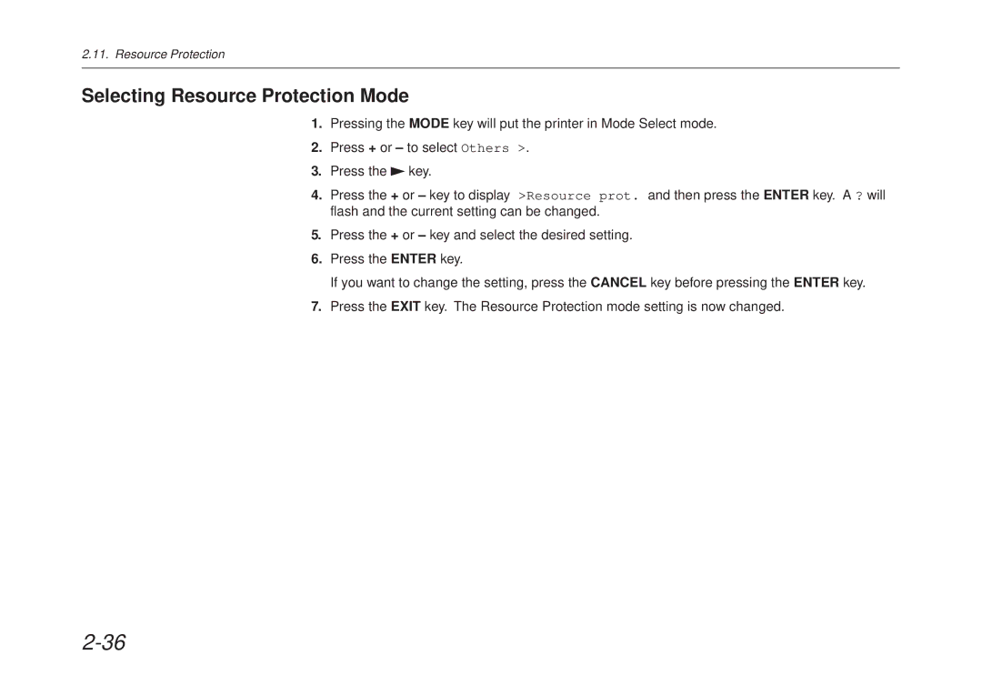 Kyocera FS-6700 manual Selecting Resource Protection Mode 