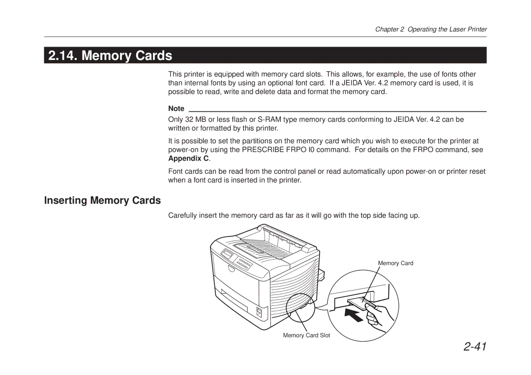 Kyocera FS-6700 manual Inserting Memory Cards 