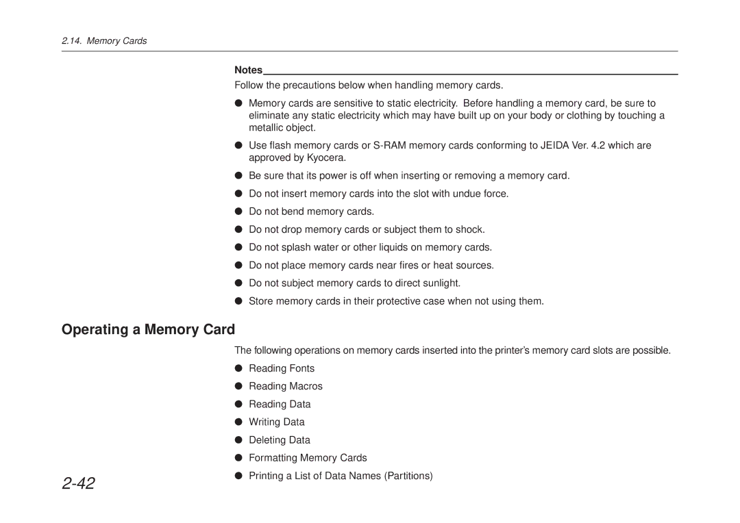 Kyocera FS-6700 manual Operating a Memory Card 