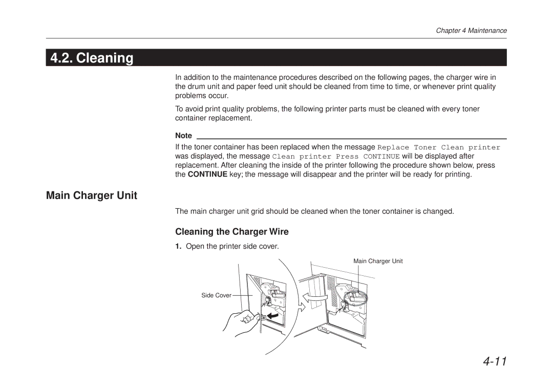 Kyocera FS-6700 manual Main Charger Unit, Cleaning the Charger Wire 