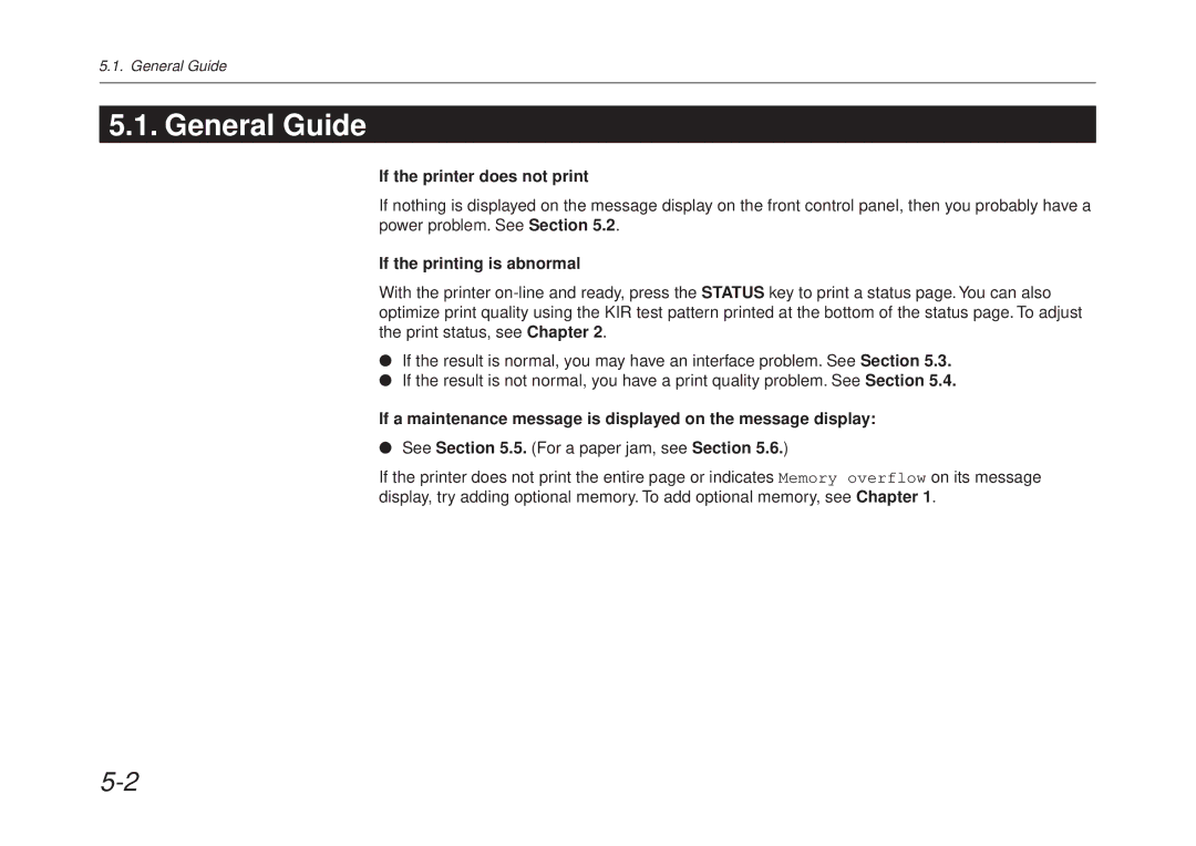 Kyocera FS-6700 manual General Guide, If the printer does not print, If the printing is abnormal 