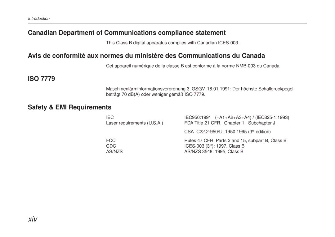 Kyocera FS-6700 manual Canadian Department of Communications compliance statement, Iso, Safety & EMI Requirements 