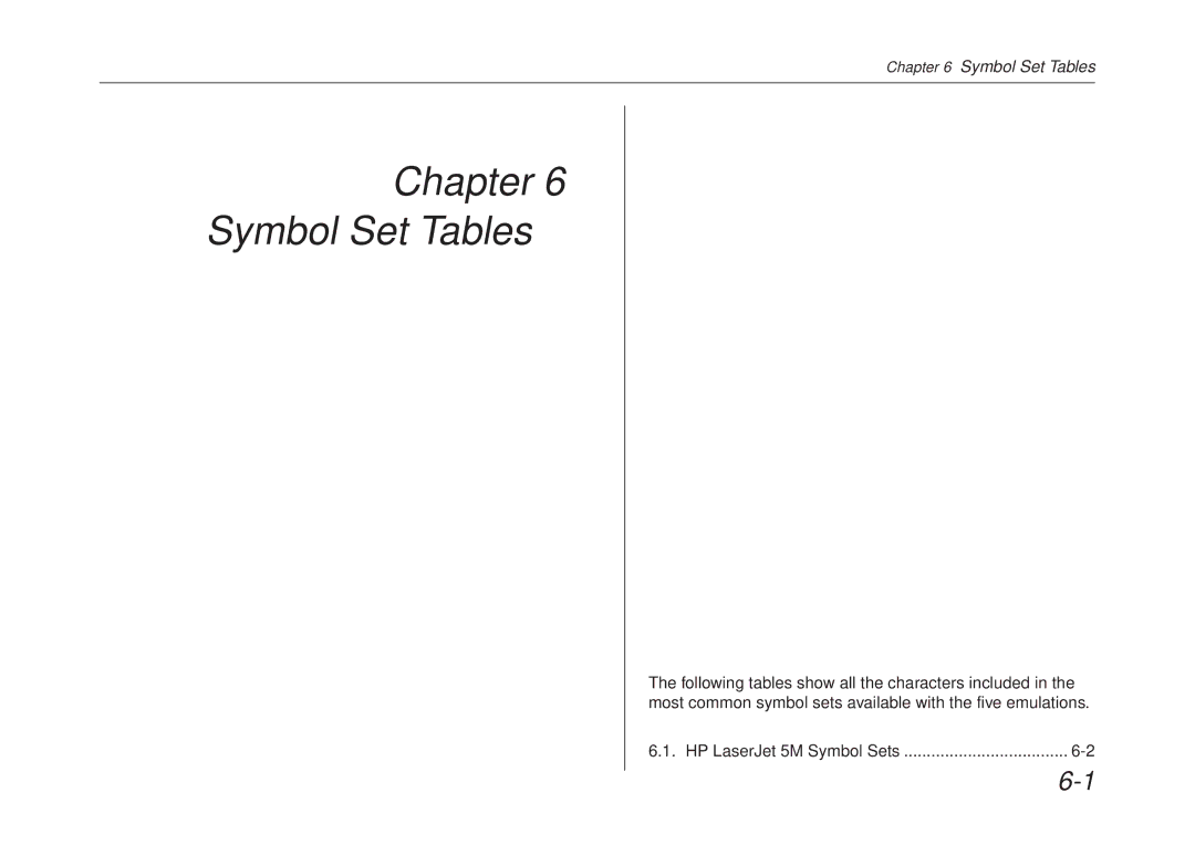 Kyocera FS-6700 manual Chapter Symbol Set Tables 