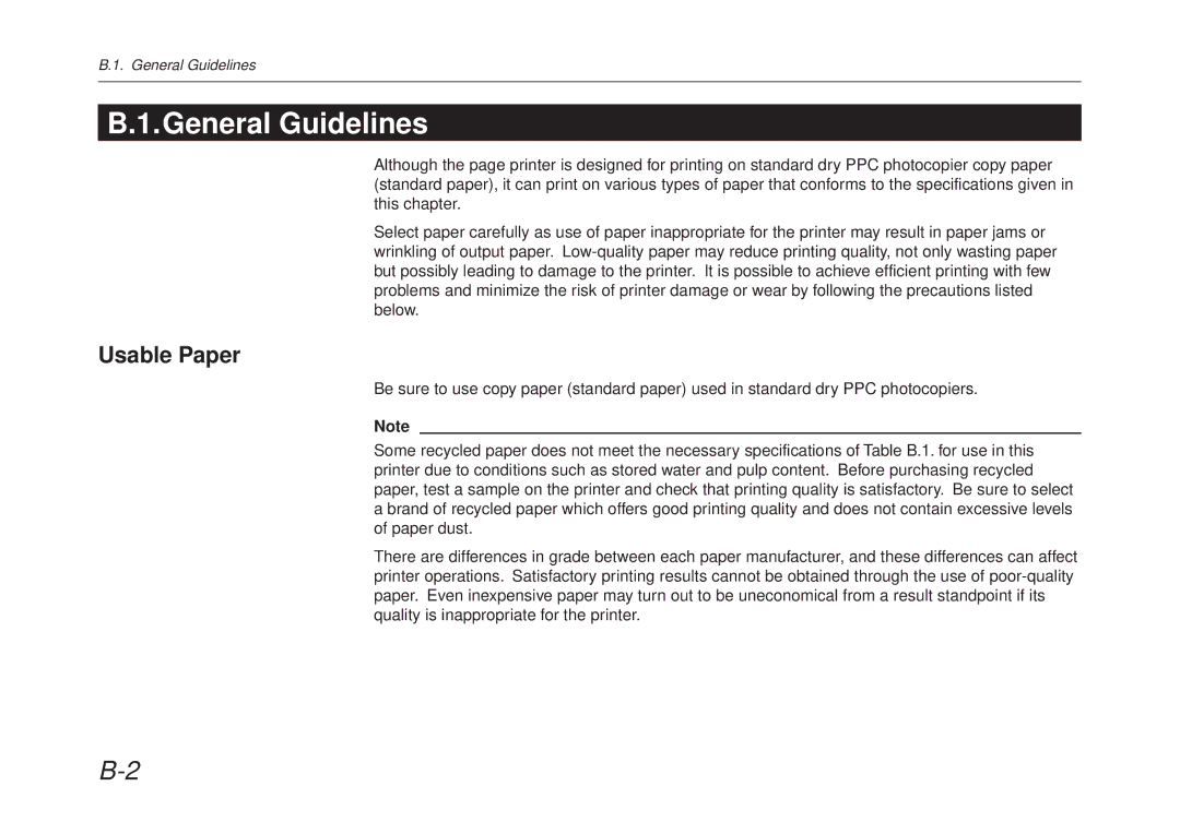 Kyocera FS-6700 manual General Guidelines, Usable Paper 