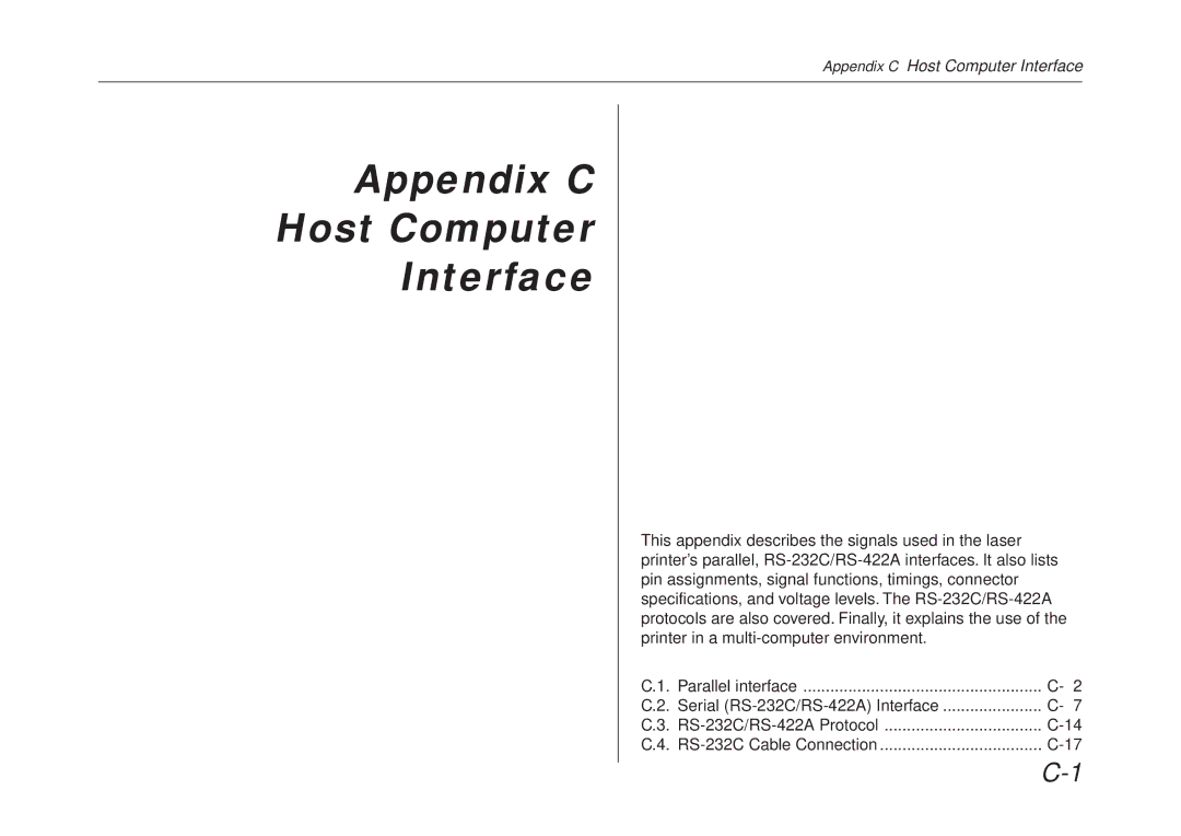 Kyocera FS-6700 manual Appendix C Host Computer Interface 