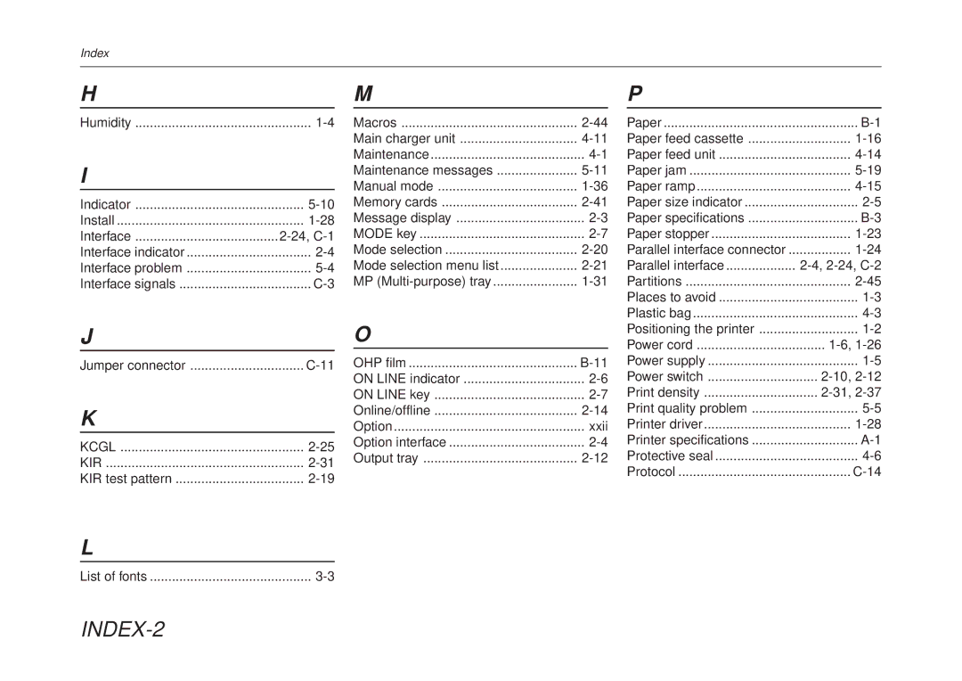 Kyocera FS-6700 manual INDEX-2 