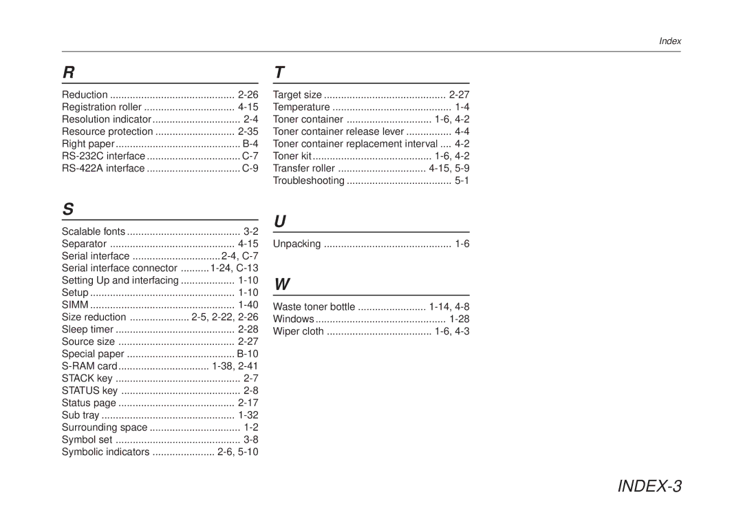 Kyocera FS-6700 manual INDEX-3 