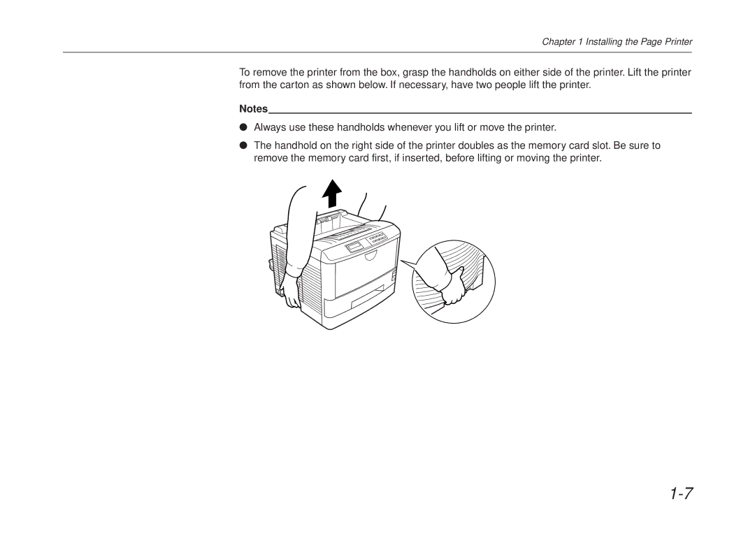 Kyocera FS-6700 manual Installing the Page Printer 