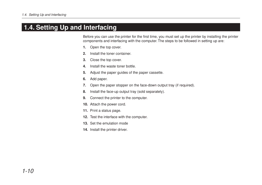 Kyocera FS-6700 manual Setting Up and Interfacing 