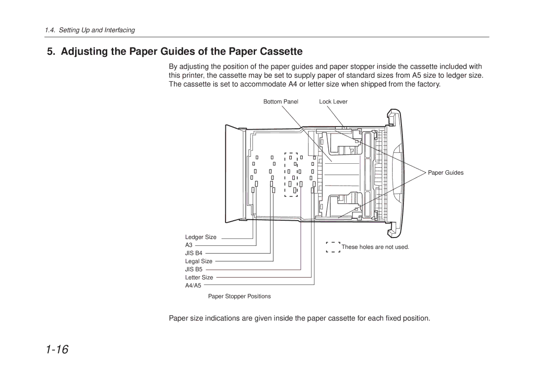 Kyocera FS-6700 manual Adjusting the Paper Guides of the Paper Cassette 