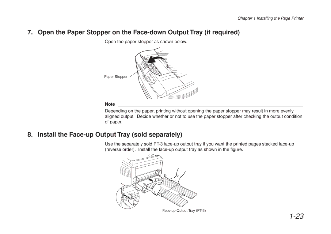 Kyocera FS-6700 manual Install the Face-up Output Tray sold separately 