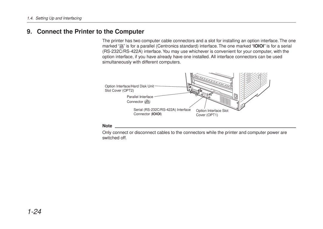 Kyocera FS-6700 manual Connect the Printer to the Computer 