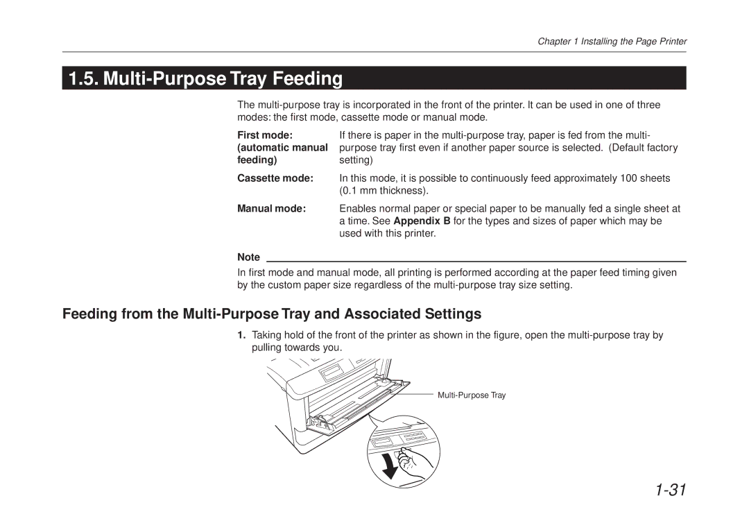 Kyocera FS-6700 manual Multi-Purpose Tray Feeding, Feeding from the Multi-Purpose Tray and Associated Settings 