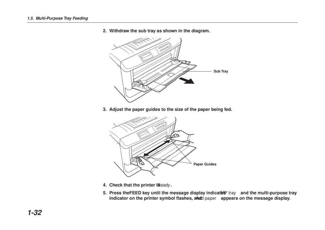 Kyocera FS-6700 manual Withdraw the sub tray as shown in the diagram 