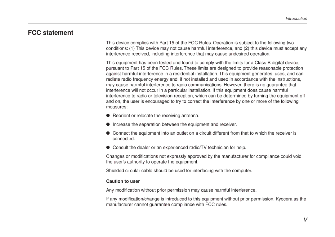 Kyocera FS-6700 manual FCC statement 