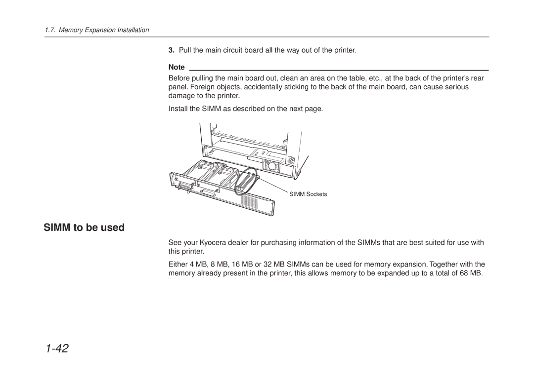 Kyocera FS-6700 manual Simm to be used 