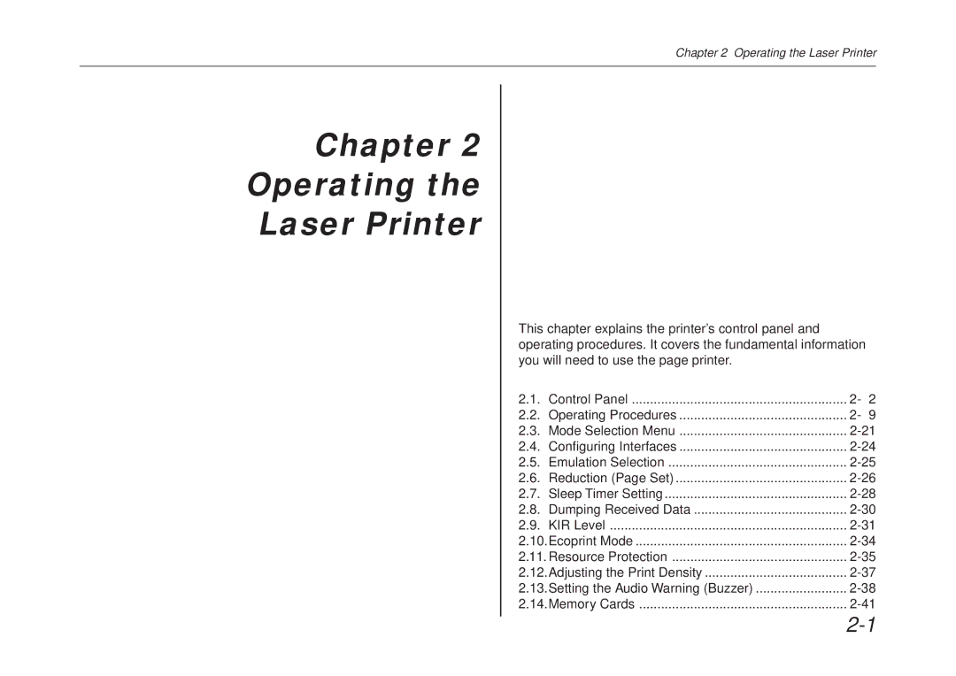 Kyocera FS-6700 manual Chapter Operating Laser Printer 