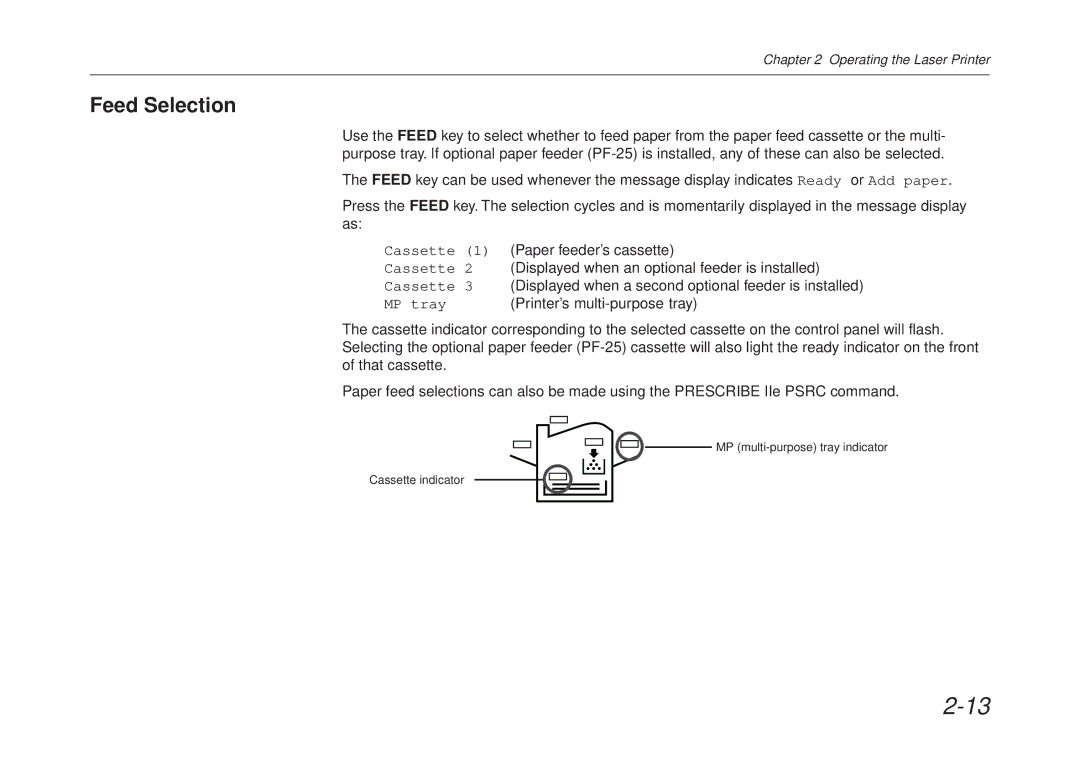 Kyocera FS-6700 manual Feed Selection 