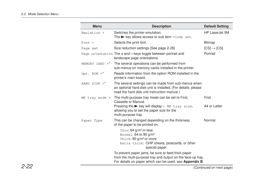 Kyocera FS-6700 manual Selects the print font Bitmap 