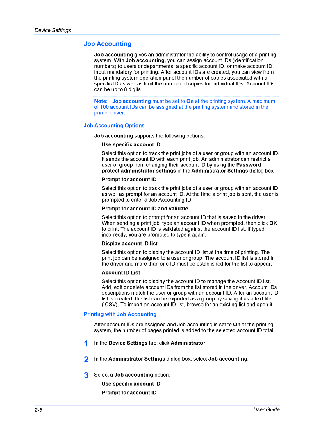 Kyocera FS-6970DN manual Job Accounting Options, Printing with Job Accounting 