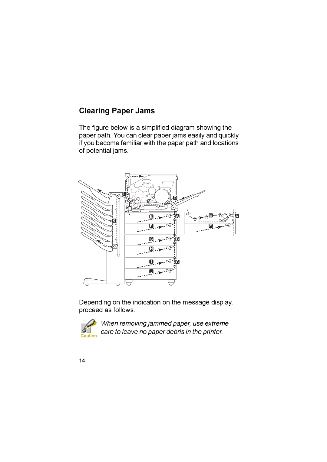 Kyocera FS-8000CD, FS-8000CN manual Clearing Paper Jams 