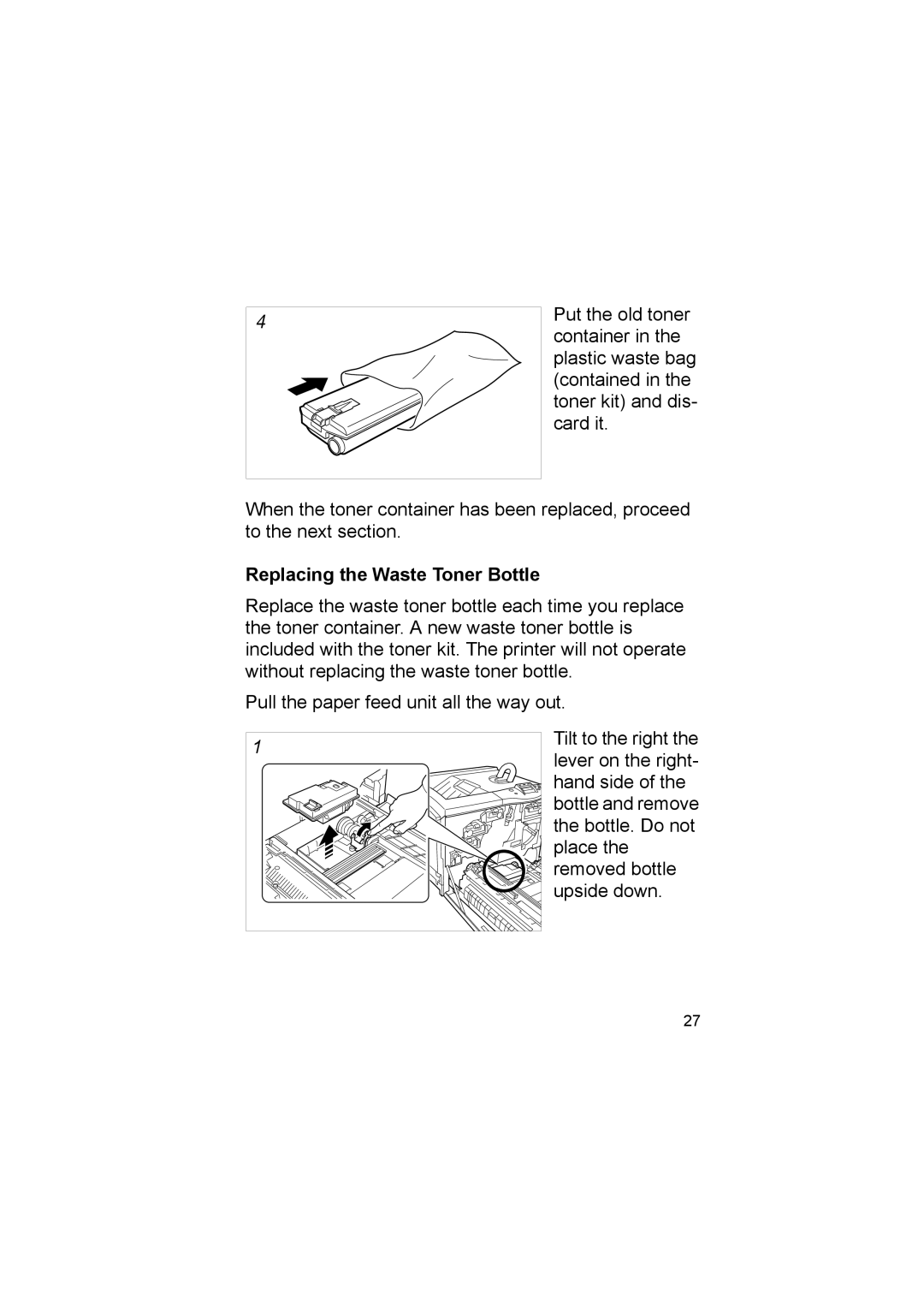 Kyocera FS-8000CN, FS-8000CD manual Replacing the Waste Toner Bottle 