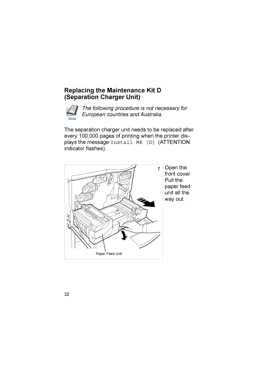 Kyocera FS-8000CD, FS-8000CN manual Replacing the Maintenance Kit D Separation Charger Unit 