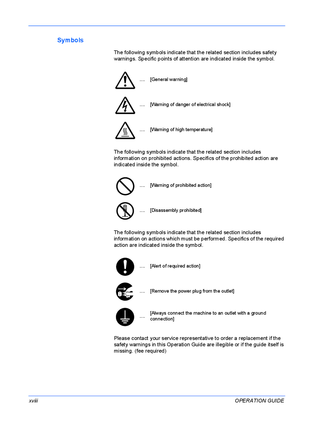 Kyocera FS-9530DN, FS-9130DN manual Symbols 