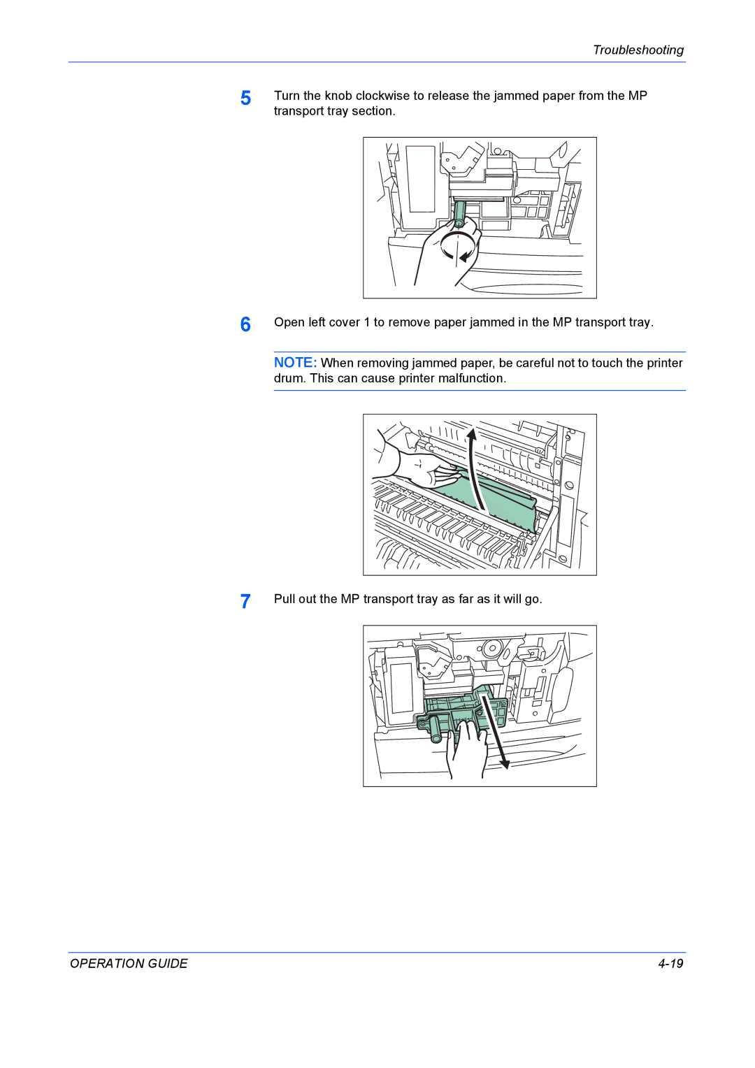 Kyocera FS-9130DN, FS-9530DN manual Transport tray section 