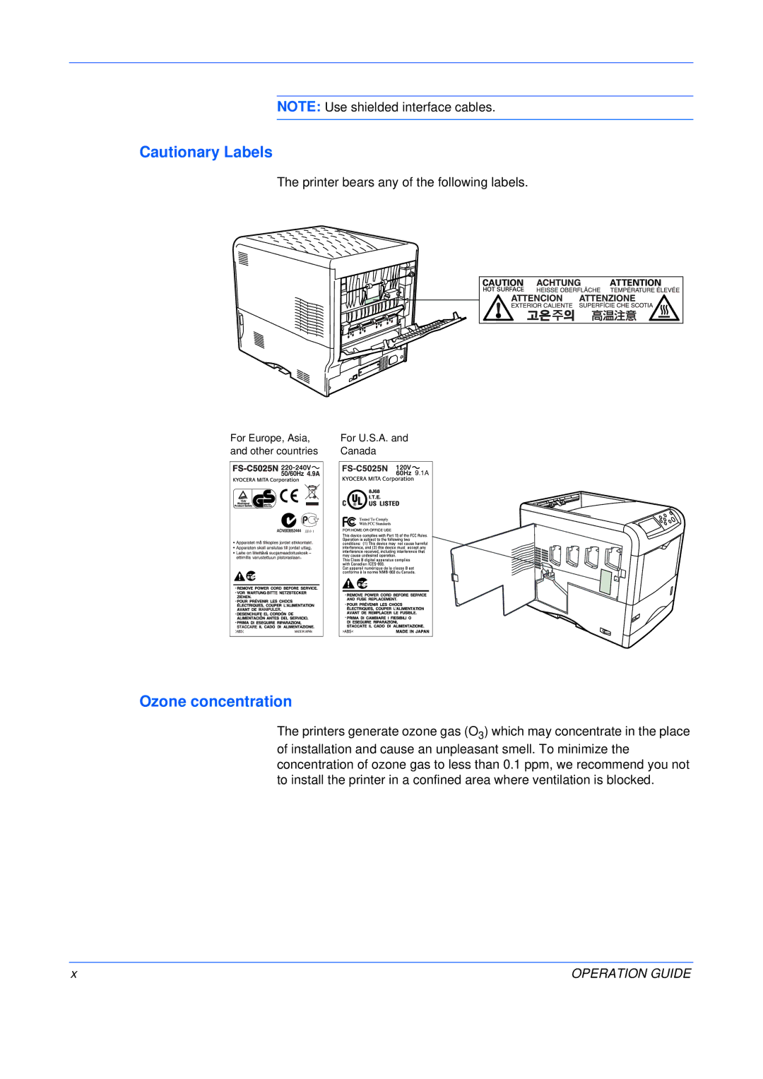 Kyocera FS-C5015N, FS-C5025N manual Ozone concentration 