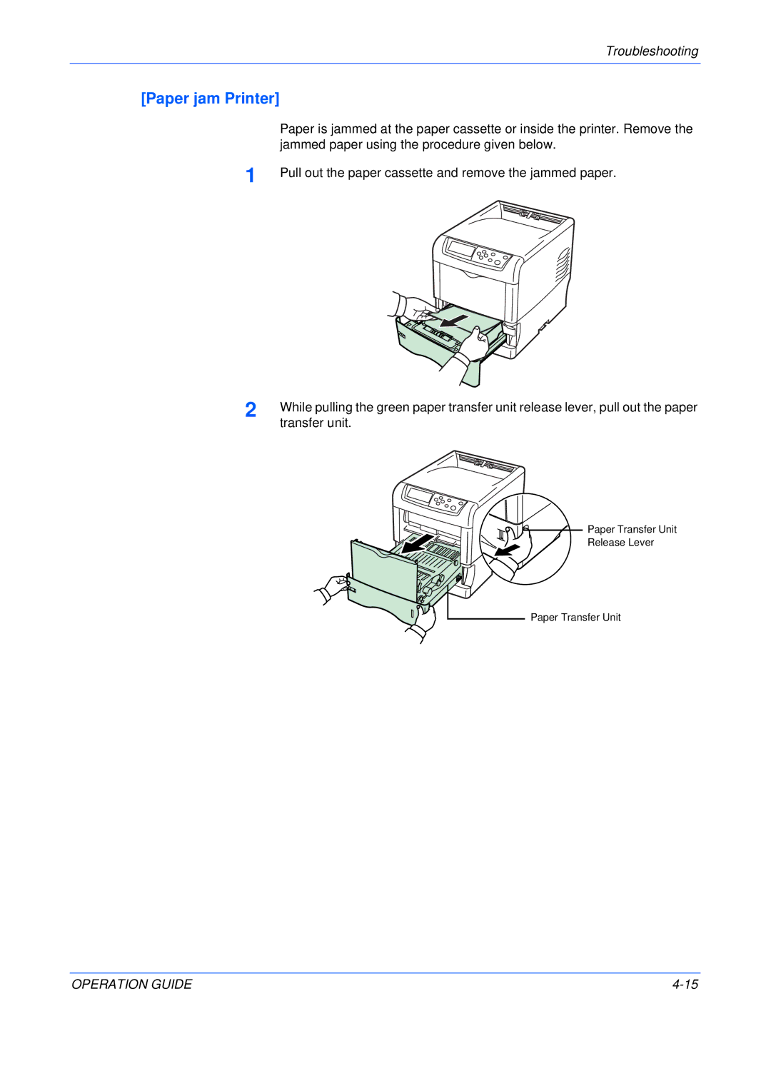 Kyocera FS-C5025N, FS-C5015N manual Paper jam Printer 