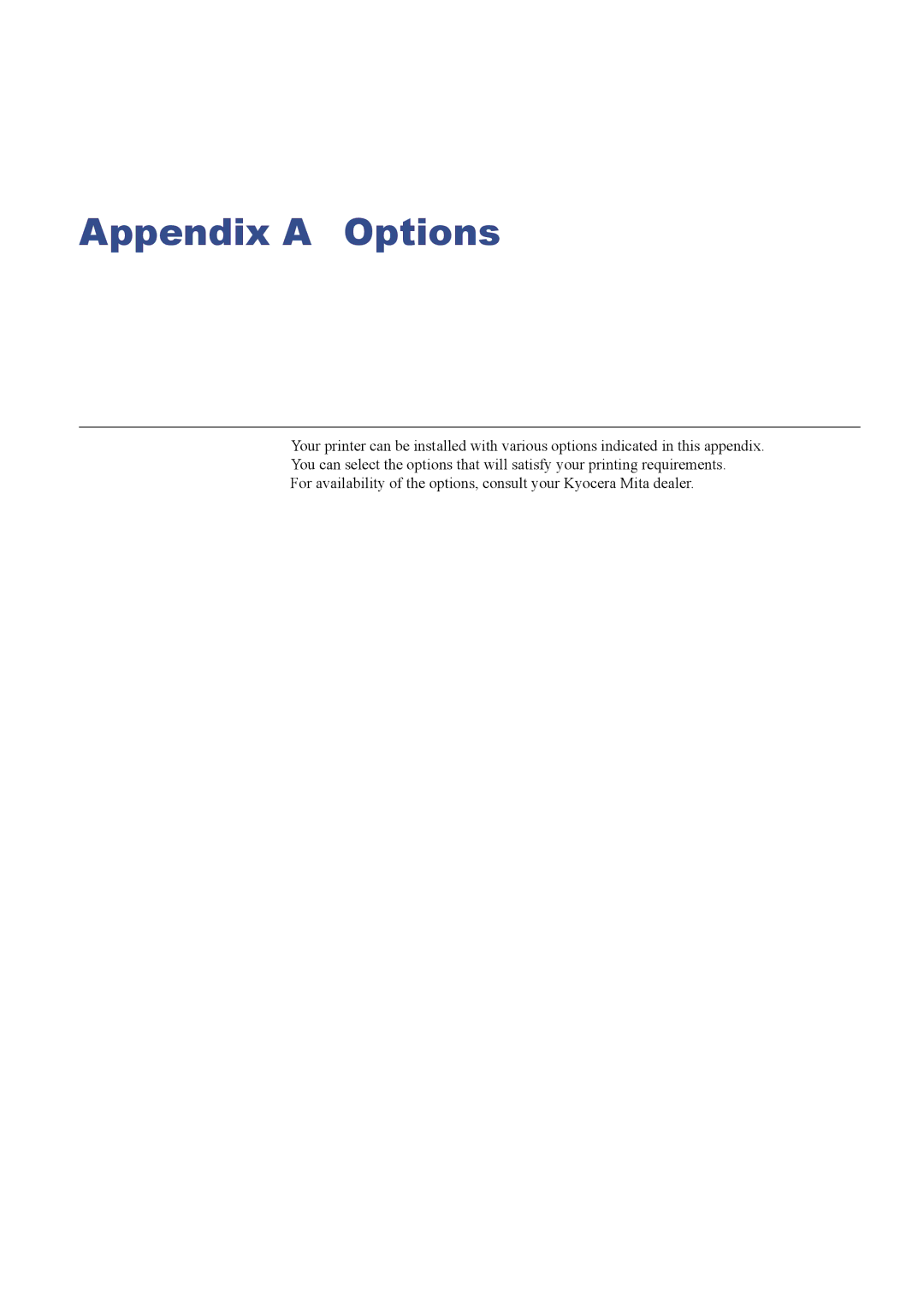 Kyocera FS-C5016N manual Appendix a Options 