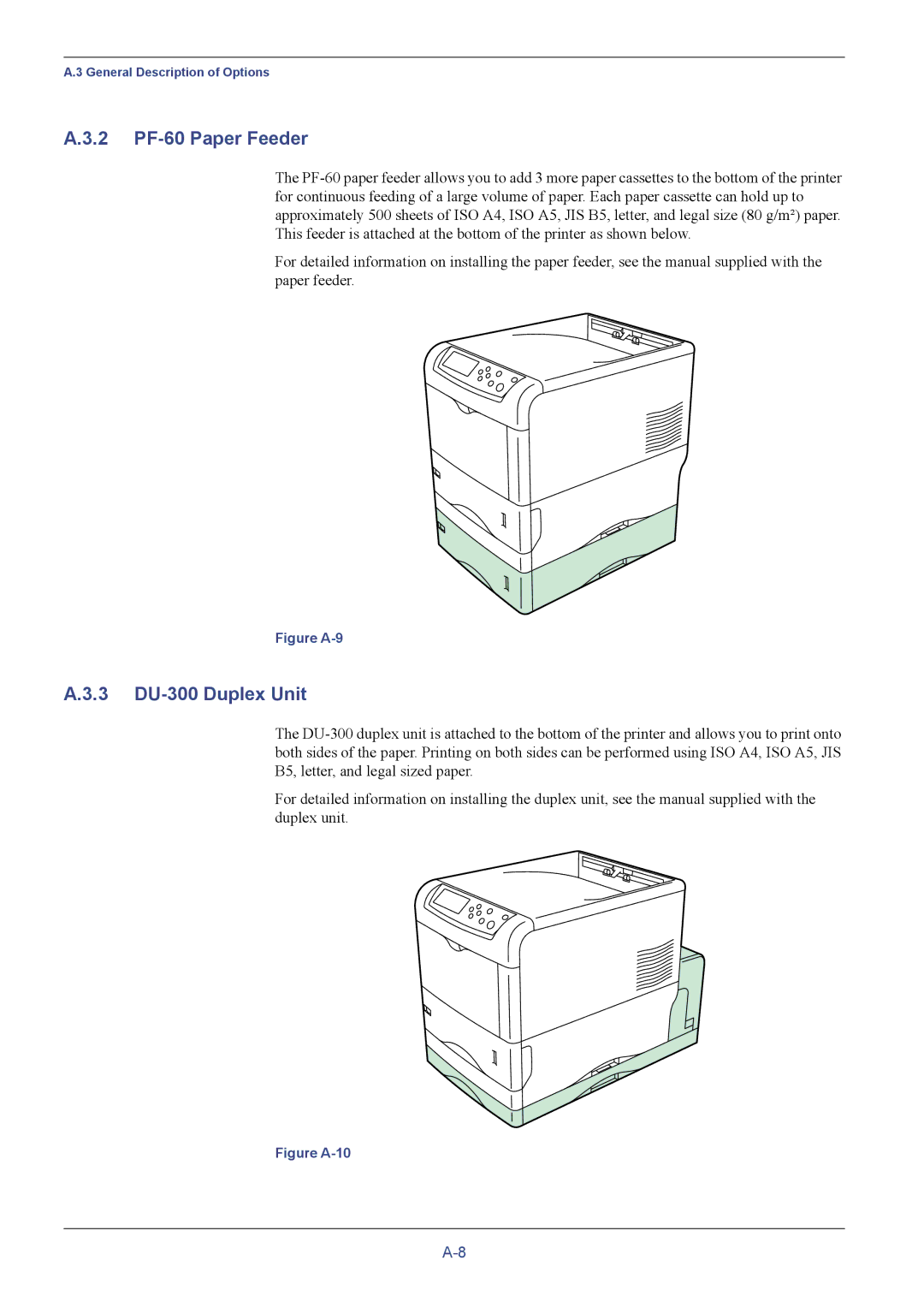 Kyocera FS-C5016N manual 2 PF-60 Paper Feeder, 3 DU-300 Duplex Unit 