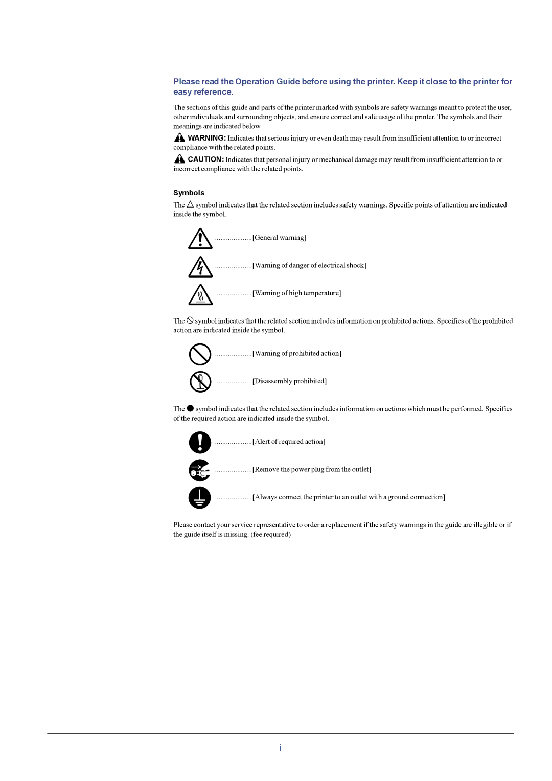 Kyocera FS-C5016N manual Symbols 