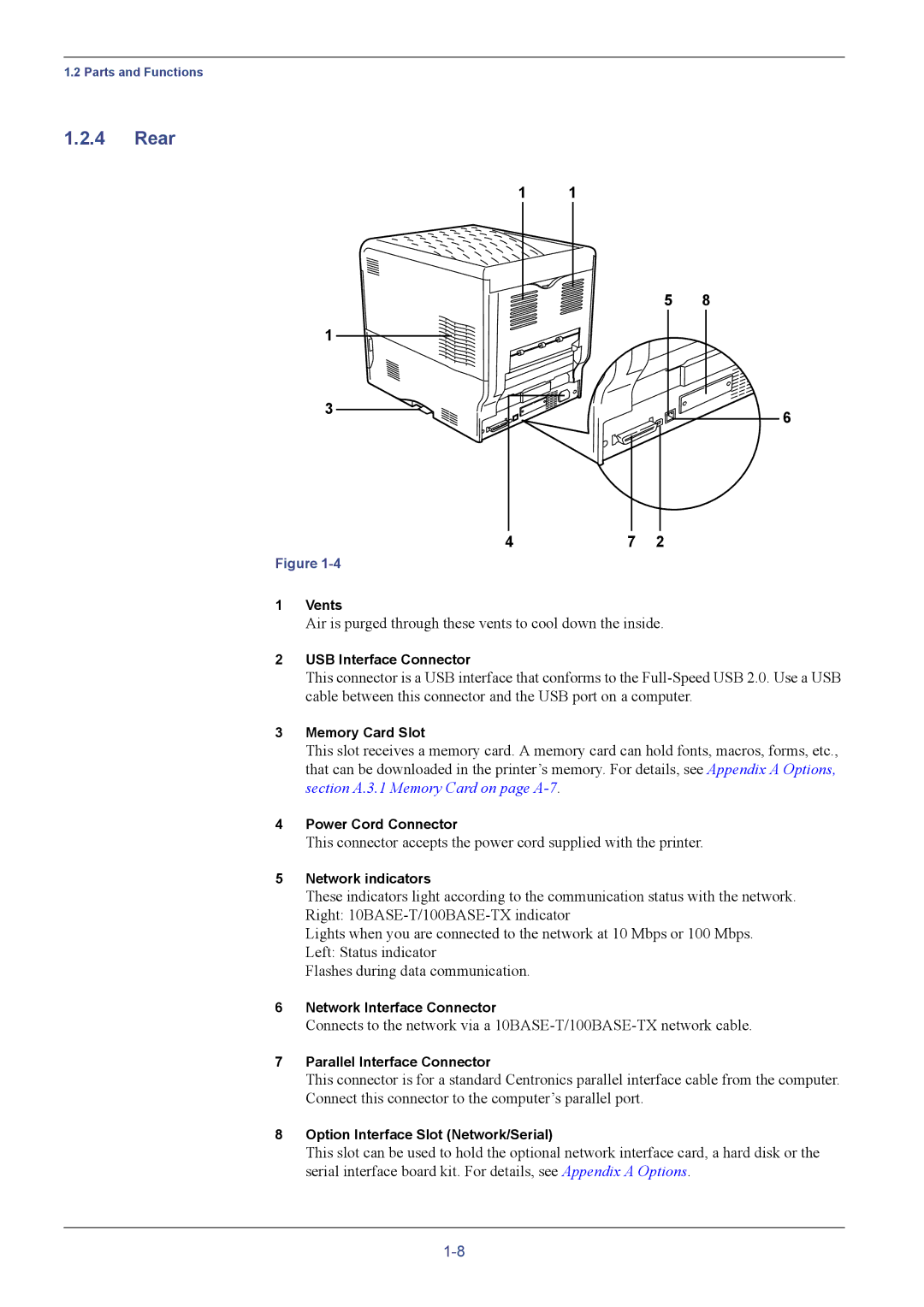 Kyocera FS-C5016N manual Rear, Air is purged through these vents to cool down the inside 