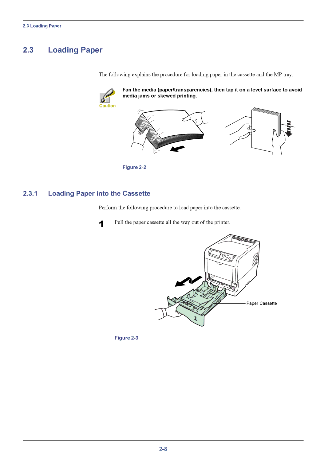 Kyocera FS-C5016N manual Loading Paper into the Cassette 