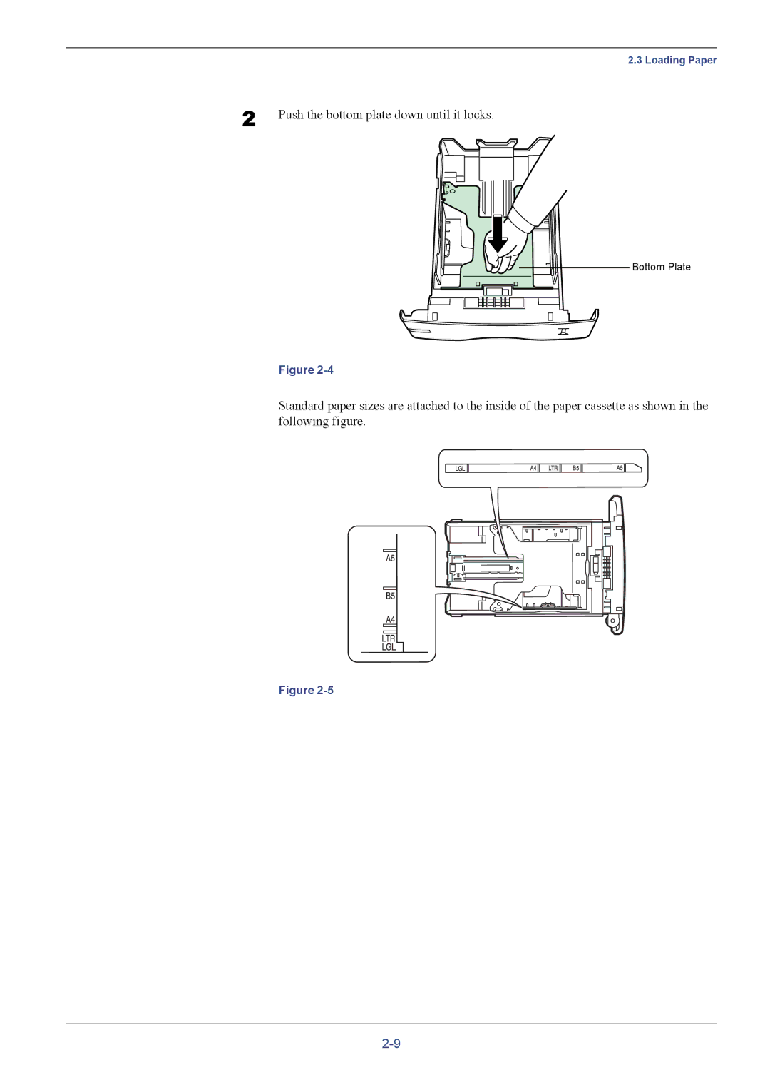 Kyocera FS-C5016N manual Push the bottom plate down until it locks 