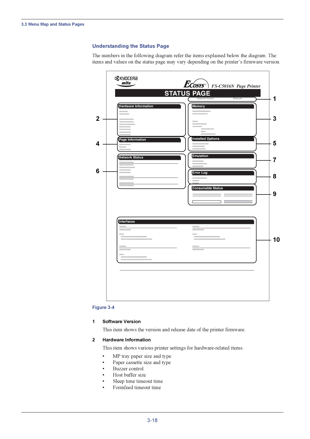 Kyocera FS-C5016N manual Understanding the Status, Software Version, Hardware Information 