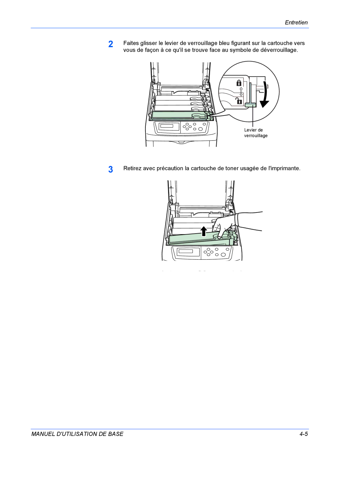 Kyocera FS-C5020N manuel dutilisation Levier de verrouillage 